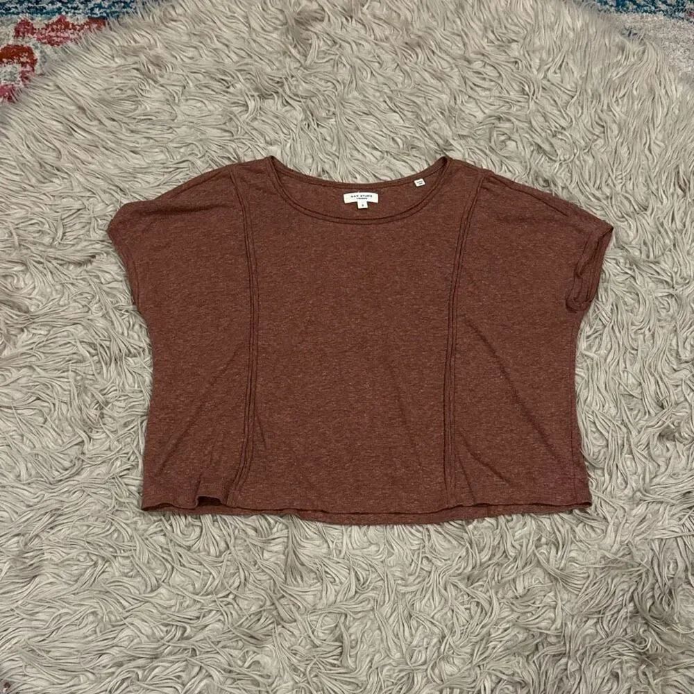 Max studio linen blend cropped T-shirt size small